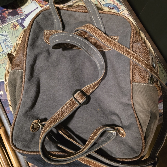 Myra Bag Brown and Cream Patterned Backpack - Picture 2 of 3